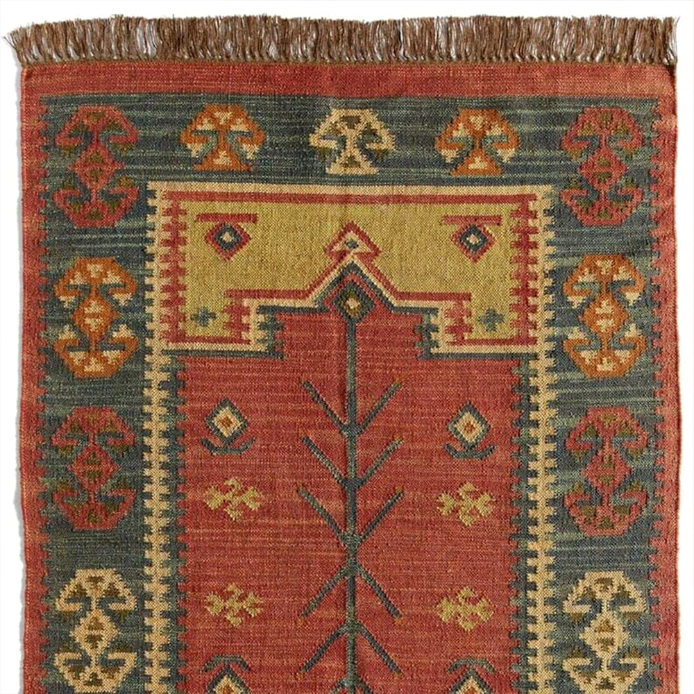 Multicolor Handcrafted Jute Vintage Dhurrie For Home